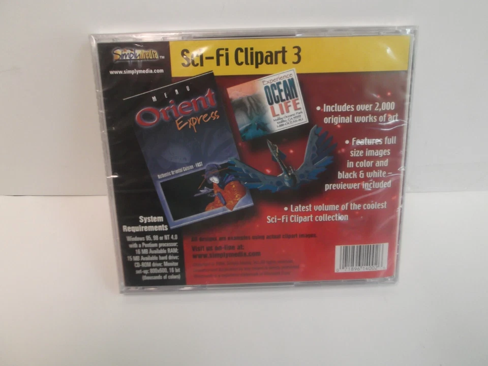 Sci-Fi Clipart 3 Simply Media Windows 98 95 NT 4.0 CD NEW SEALED - Image 2 of 2