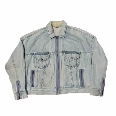 Vintage DKNY Cropped Light Blue Denim Zipper Jacket Sz S Levi's | eBay