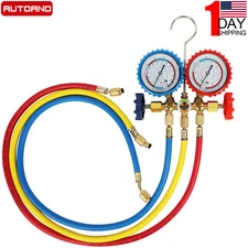 AC Manifold Dual Gauge HVAC Refrigerant Gauge 3FT Hose Set for R404A R12 R22 US
