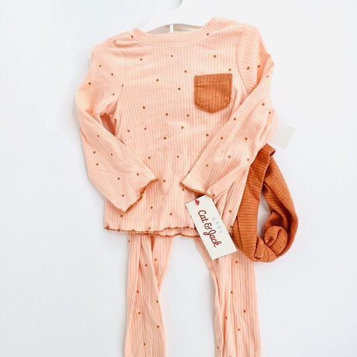 Cat & Jack Baby Girl 3 PC Outfit Pajama Set w/ Headband Pink Size 18M NWT - Picture 2 of 5