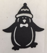 Christmas Die Cuts  Penguin  Set of 12  Black Cardstock  Cute 