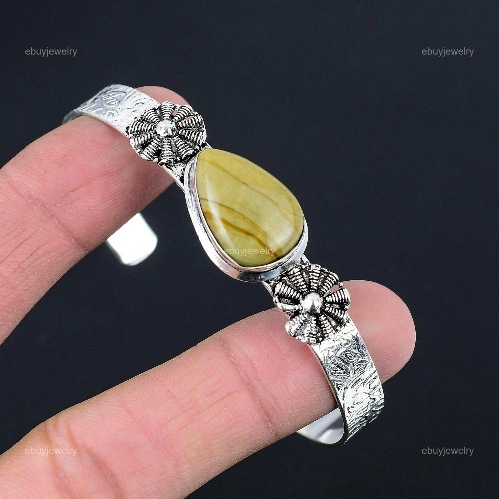 VALENTINO Bracciale Pietra Preziosa Diaspro Naturale Policromo Regolabile Argento 925 Per Donna