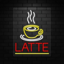 Latte Sign for Business Displays  LED Flex Neon  24"W x 31"H x 1"D