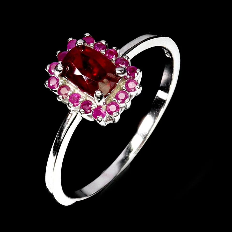 Кольцо из стерлингового серебра 925 пробы восьмиугольник рубин 6x4 мм натуральный драгоценный камень рубин размер 8 - Изображение 2 из 4