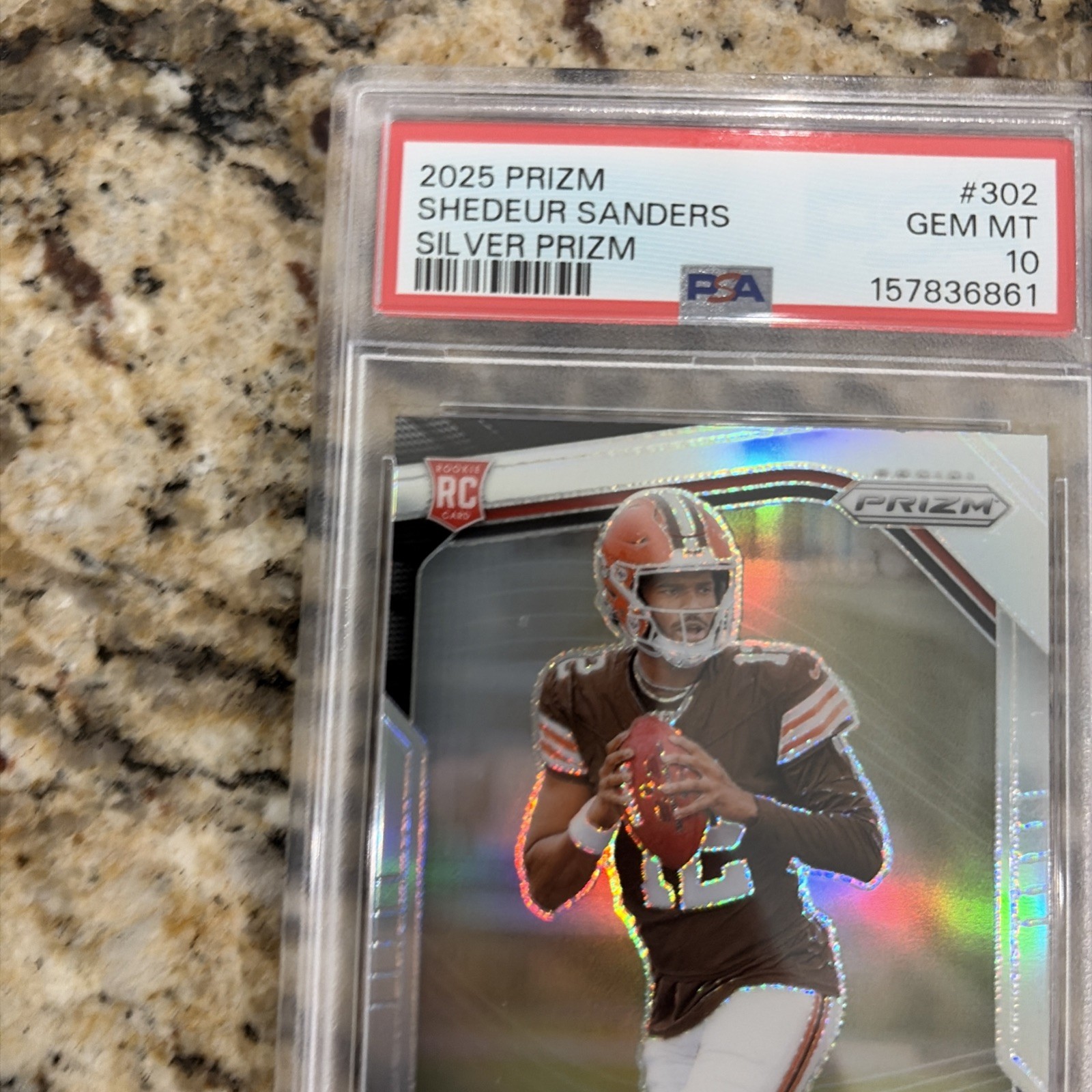 2025 Panini Prizm - Rookies Shedeur Sanders #302 Silver Prizm (RC) - PSA 10 view 6