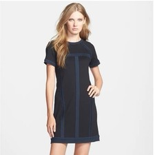 Marc Jacobs Connie Ponte Stretch Short Sleeve Shift Mini Dress Black XS