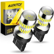 2Pcs 7443 W21/5W T20 LED Bulb Lights with HD Projector LENS 6000K Yellow Amber
