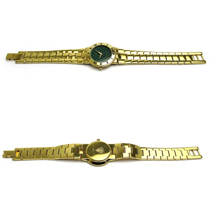 Gucci Classic Gold Women s Green Crest Dial 3300L GUCCI Box Quartz Rare Vintag