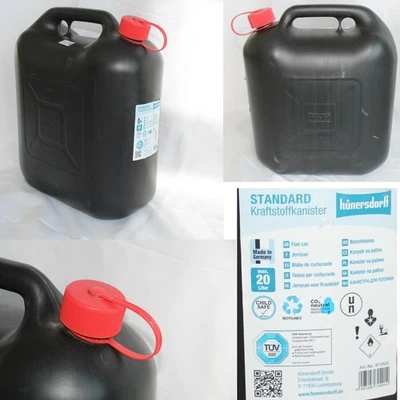 20L Reservekanister Kunststoff – UN Benzinkanister für E10 & Diesel, Schwarz - Bild 1 von 2