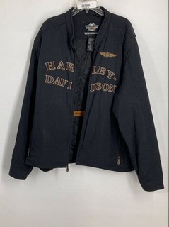 Harley Davidson Mens Black Embroidered American Motorcycle Jacket Size 2X