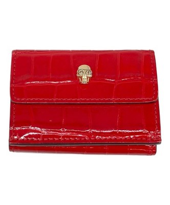 ALEXANDER McQUEEN Wallet Red Embossed Leather Skull motif | eBay