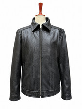 Mens Black Snakeskin Embossed Leather Jacket ...