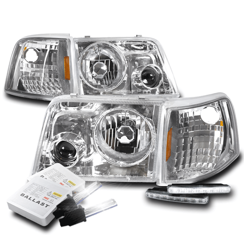 1993-1997 FORD RANGER CHROME HEADLIGHT+PROJECTOR FOG W/LED BUMPER DRL+6K HID SET - Bild 1 von 4