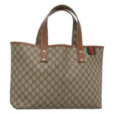 GUCCI GG Supreme Tote Bag PVC Beige Gold 211134 Auth 129338