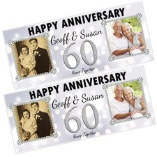 Personalised 60th Diamond Wedding Anniversary Banner Door Wall Decoration N78
