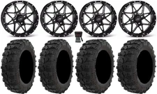 ITP Tornado 14" Wheels Black 26" Dual Threat Tires Kawasaki Teryx Mule