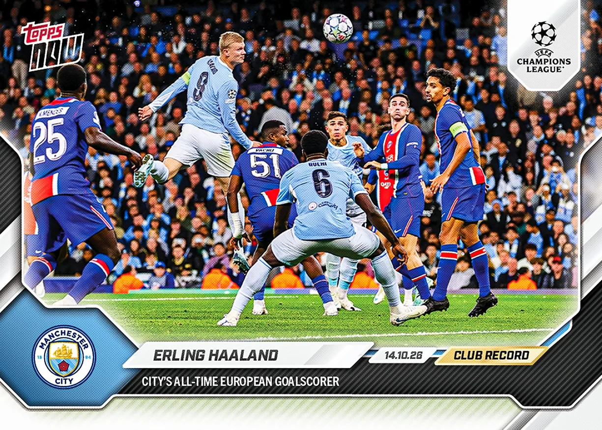 Erling Haaland City’s All-Time Euro Scorer 2026-27 UCL Topps NOW Card 24 Presale