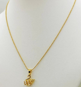 Authentic Choker Necklace Swans Diamond Pendant 22K23K 24K Thai Yellow Gold Plated Jewelry