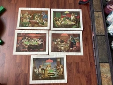 Set of 5 Vintage Arthur Kaplan Coolidge Brown & Bigelow 16" by 12" Dog Posters