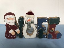 NOEL Wooden Connected Santa Snowman Sign Decor G11