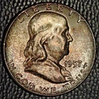 1957 Franklin Half Dollar, Very Choice BU, Nice Toning