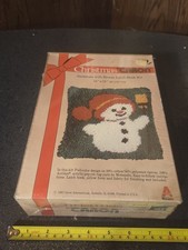 Caron Christmas Snowman w/ Broom Latch Hook Kit MPN K3322 15" x 15"