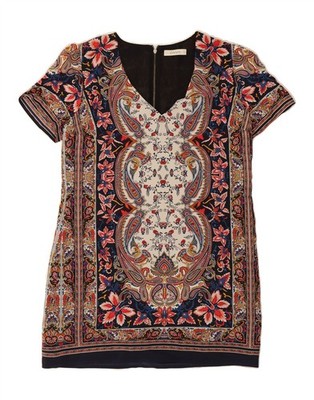 Oasis Damen Tunika Kleid UK 14 Large Mehrfarbig Paisley Polyester DJ23