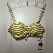 New RETRO STAGE 1940S STRIPED COLORBLOCK VINTAGE STYLE BIKINI TOP size XXL/14