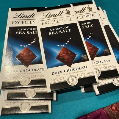 Lot of 6 Lindt Excellence Sea Salt Dark Chocolate Candy Bar, 3.5 oz