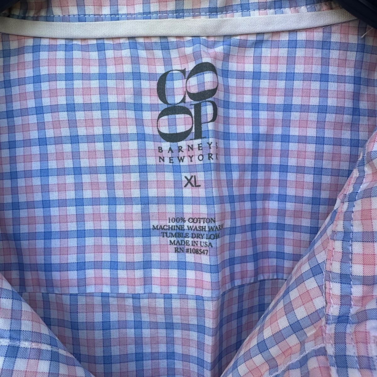Barneys New York CO-OP White Pink Blue Button Down Dress Shirt Size XL View 2