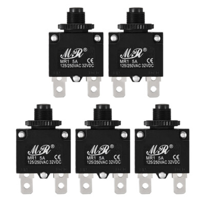 5pcs Overload Protector AC 125/250V 5A Push Button Reset Circuit Breaker