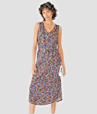 Ex HUSH Leopard Midi V-Neck S/S Cotton Jersey Dress Black Multi 6 8 RRP£59 SALE