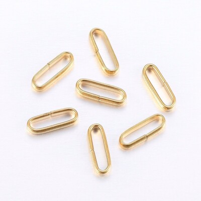  100 Stck. Edelstahl Quick Link Verbinder Verbindungsringe Oval Gold 10x3,5 mm
