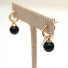 DAVID YURMAN New Cabled Solari Hoop Earrings in 18K Gold with Black Onyx Bead