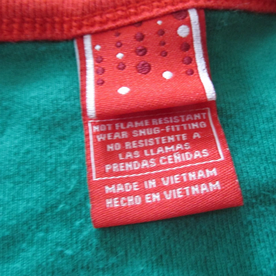 Camisa Pijama Navidad Jóvenes Niños Talla 12 Rojo Verde Manga Larga Pullover Vacaciones Foto 4 de 4