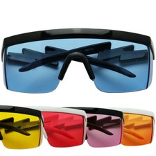 ShadyVEU Oversized Flat Top Retro Style ZigZag Arms Colored Tint Lens Sunglasses