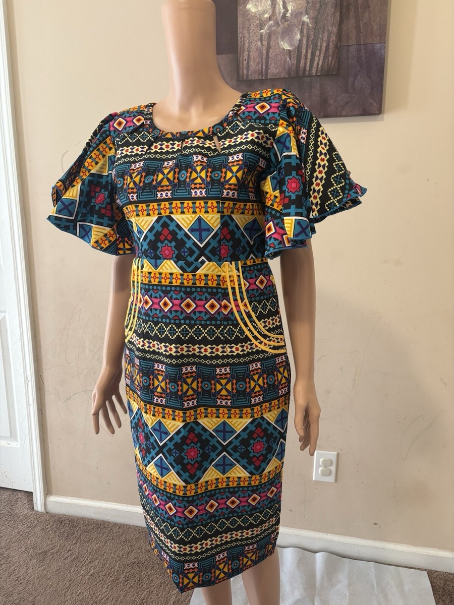 african print cotton dress Floral African Print Maxi Dress: Puffy Sleeve Ankara Cotton Dress