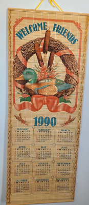 C-C-B カレンダー　1989 Vintage 1989-1990 Chinese Hanging Bamboo Scroll Calendar Wall Art