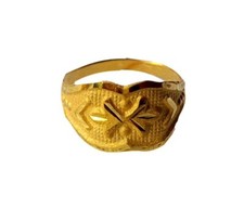 Certified Solid 22K/18K Yellow Fine Gold Carved Design Kids Ring Size-1