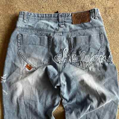 CRAZY Y2k Akademiks Jenius Recording Co.  Baggy Jeans Hip hop signature spellout