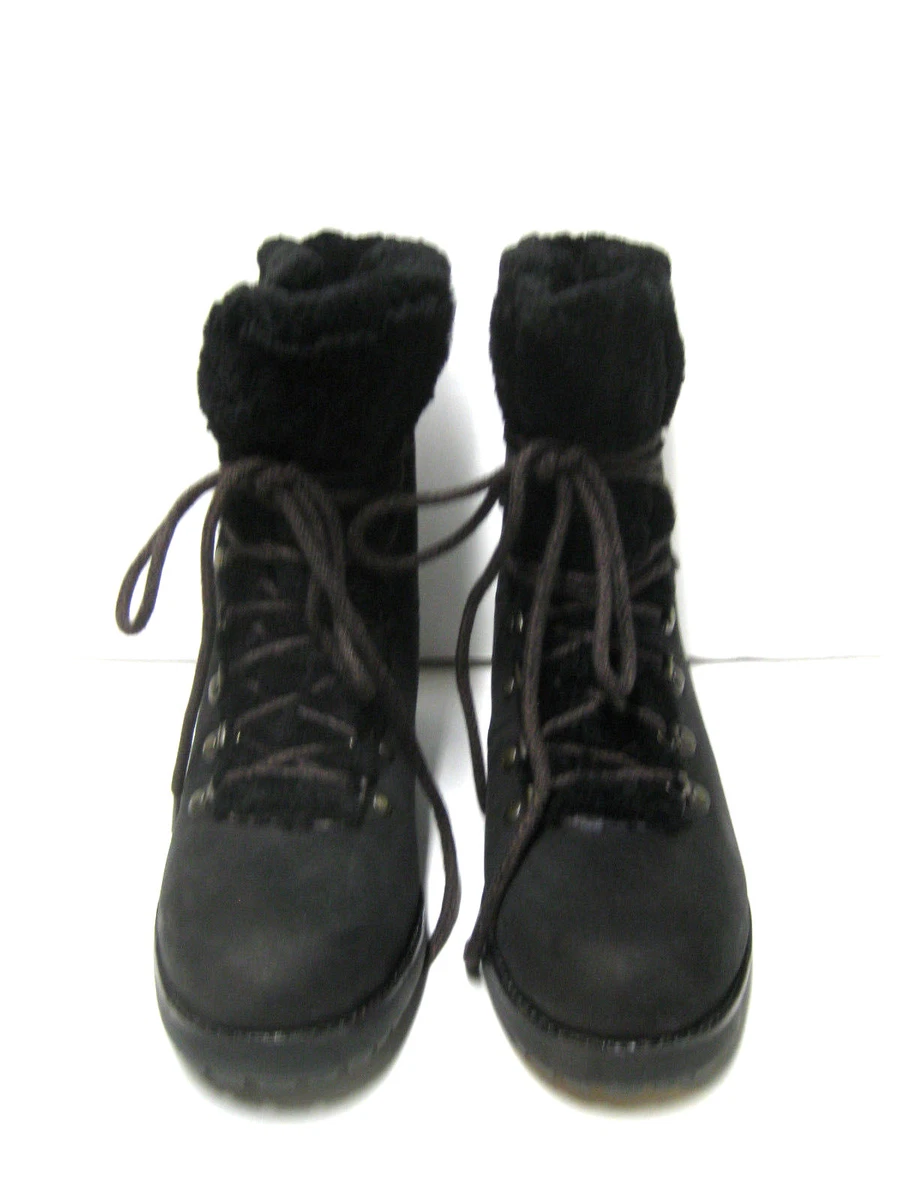 UGG FRASER WOMEN SHORT BOOTS RUGGED LEATHER BLACK US 10 UK 8.5