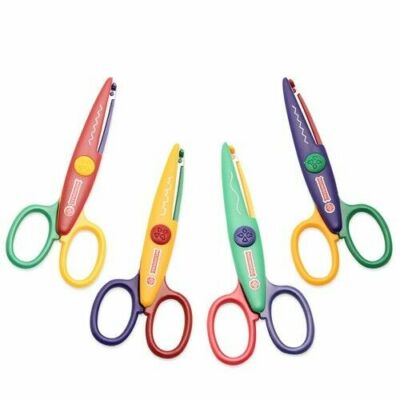 Mundial Crazy Cuts Kinder Papier Handwerk Schule Schere 4er Pack Zick Zack/Welle