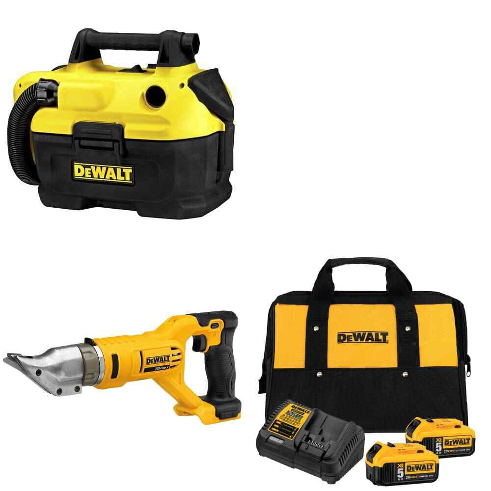 DeWalt DCS491B 18Ga Metal Shears w/ DCV580H 2 Gallon Vacuum & FREE Battery-2Pk