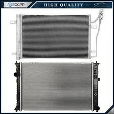 Aluminum Radiator & Condenser Cooling Kit For 10-2011 Ford Fusion Mercury Milan