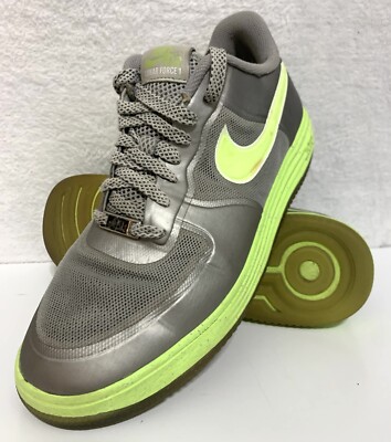 Nike Lunar Force 1 Fuse Gray Silver/Volt Green Men s Shoes 555027-002 Size 10.5