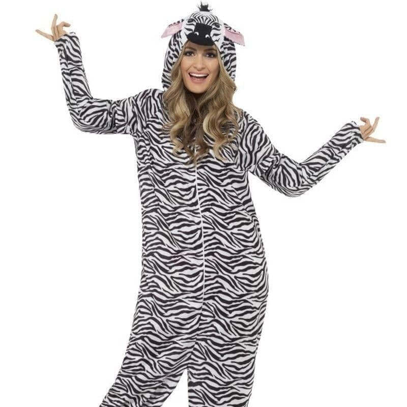Zebra Costume Adult Black White Jumpsuit | eBay