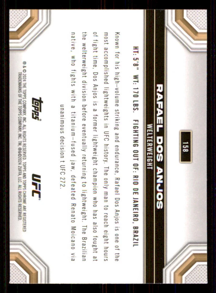 2024 Topps Chrome UFC Negative Refractors #158 Rafael Dos Anjos - Image 2 of 2
