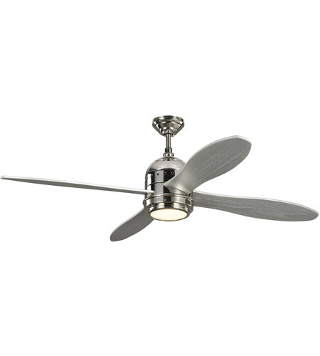 METOGRAPH 56" INDOOR CEILING FAN IN POLISHED NICKEL WITH GREY BLADES - Picture 1 of 3