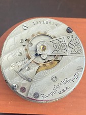 VINTAGE 18 SIZE ELGIN POCKET WATCH MOVEMENT, GR. 288, KEEPING TIME, YEAR 1909
