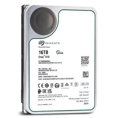 Seagate Exos X18 16TB SATA 6Gb/s 3.5